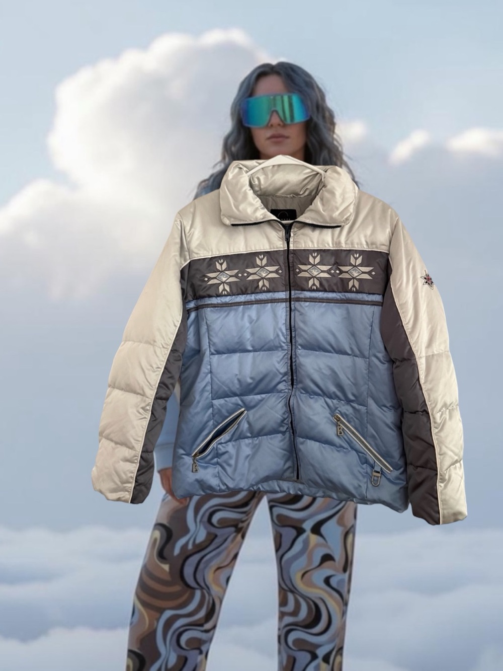 Bogner Blue &Cream Stars Ski Puffer Jacket